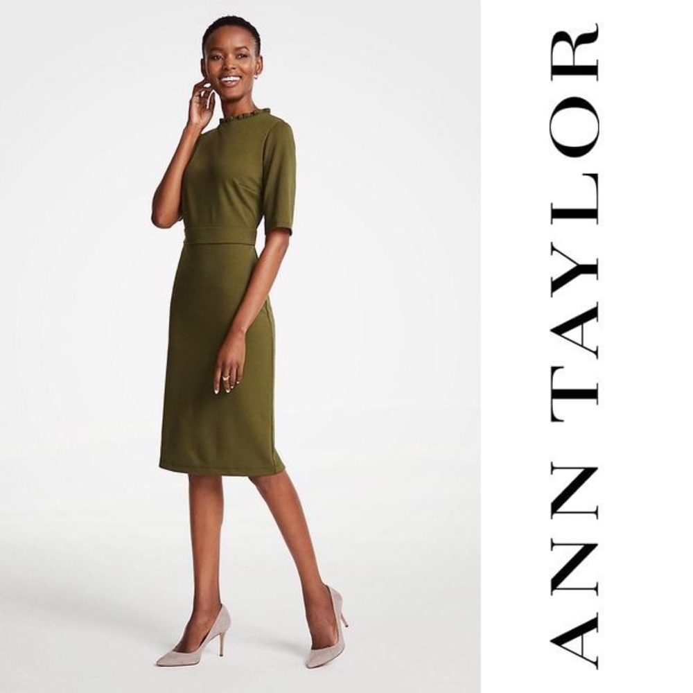 NWT - Ann Taylor - Ruffle Neck Sheath Dress